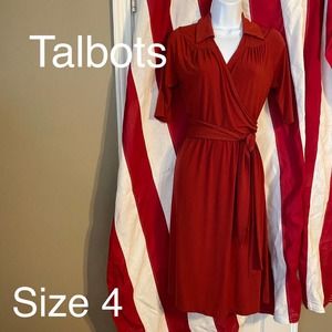 Talbots Sz 4 Classic Wine Red Short Sleeve Knit Dress